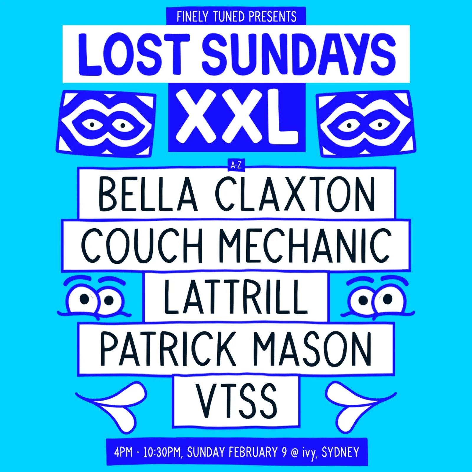 VTSS and Patrick Mason performing live at Lost Sundays Sydney, with a vibrant crowd and immersive lighting.