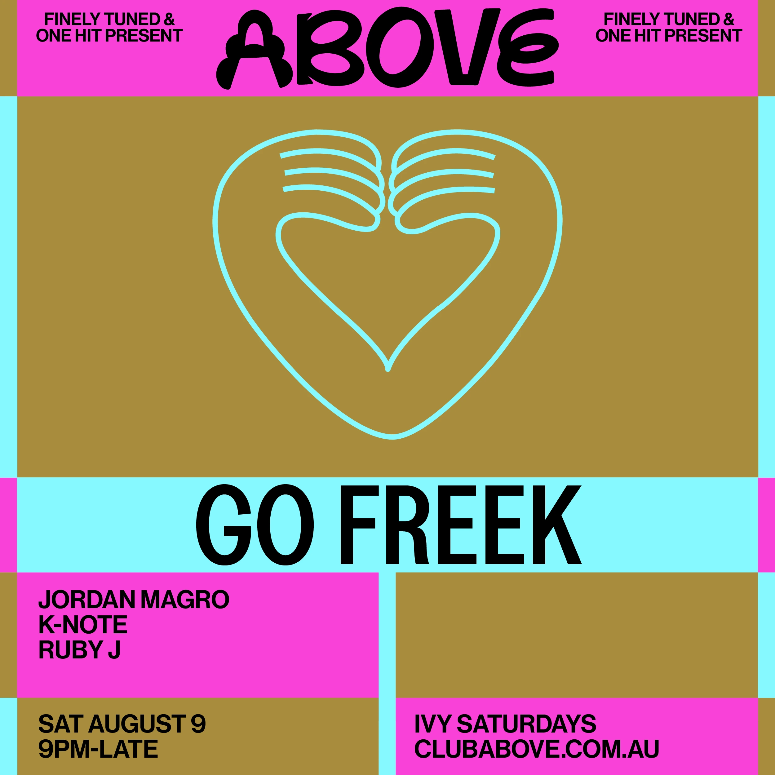 Above Sydney Australia nightclub featuring DJ Go Freek August 9 electronic music event