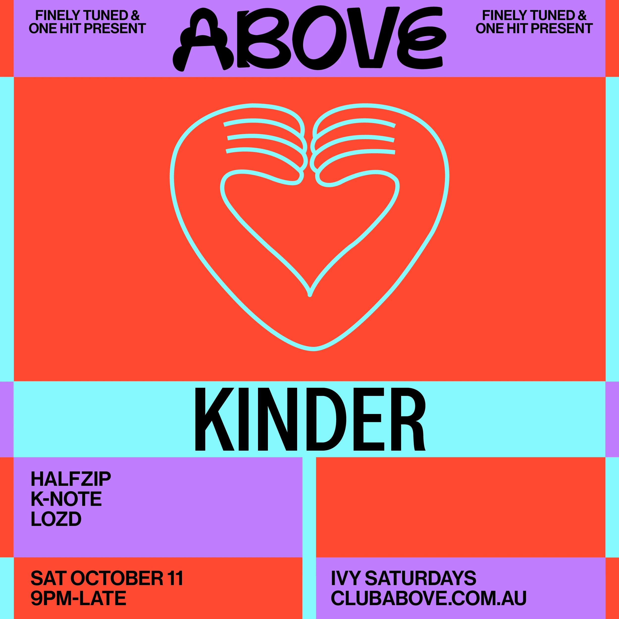 Above Sydney Australia nightclub featuring DJ Kinder October 11 electronic music event