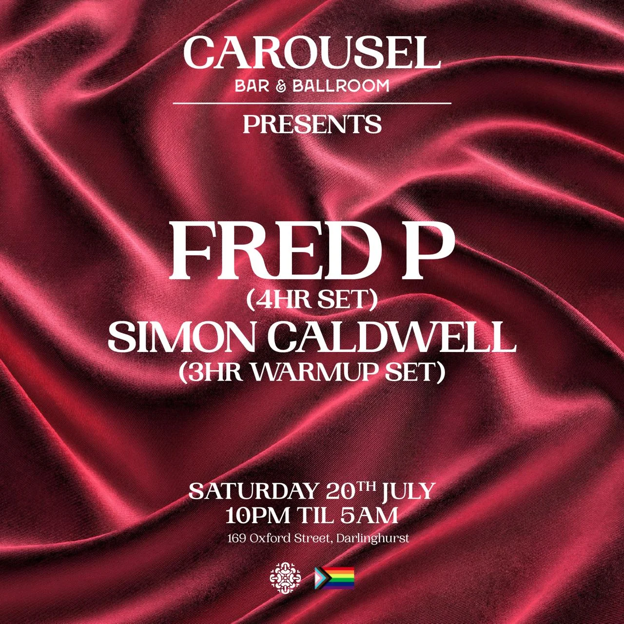 Fred P performing a 4-hour set at Carousel in Sydney on July 20th, with a vibrant atmosphere and enthusiastic crowd.