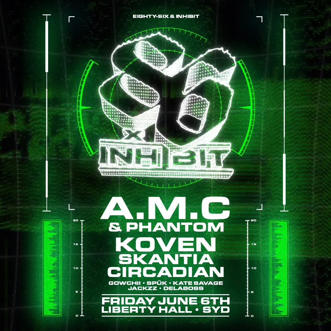 amc-koven-circadian-skantia-sydney-drum-bass-liberty-hall-2025 A.M.C, Koven, Circadian and Skantia performing at Liberty Hall Sydney's drum and bass event 2025
