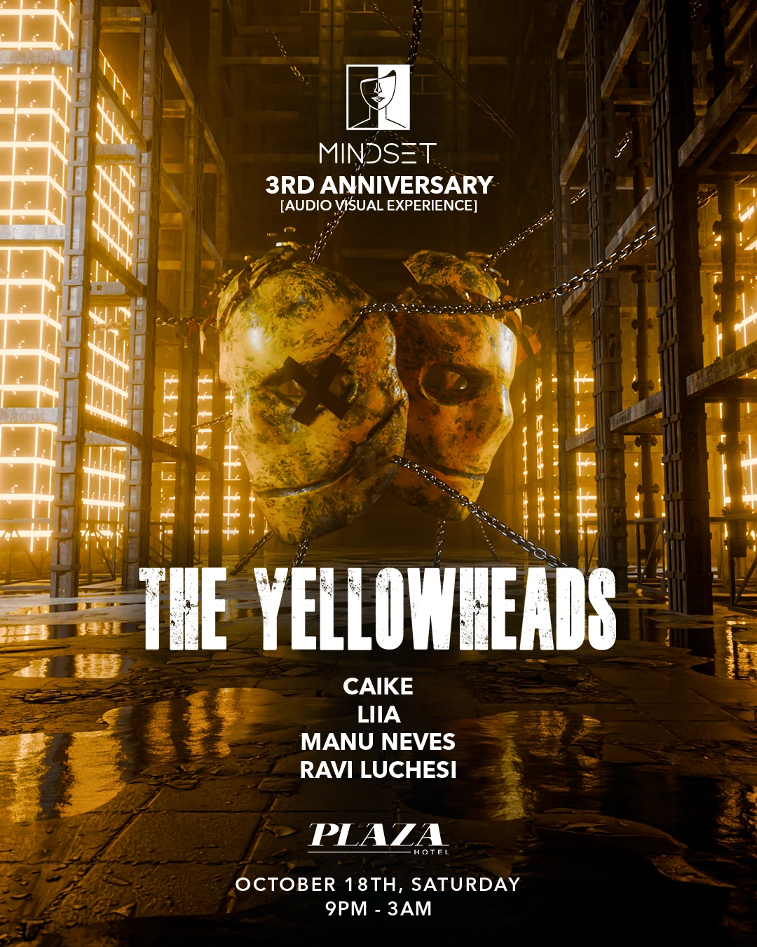 mindset-3rd-anniversary-yellowheads-sydney-techno-event-plaza-hotel-2024 Mindset 3rd Anniversary featuring The YellowHeads techno event guide Plaza Hotel Sydney 2024 electronic music celebration