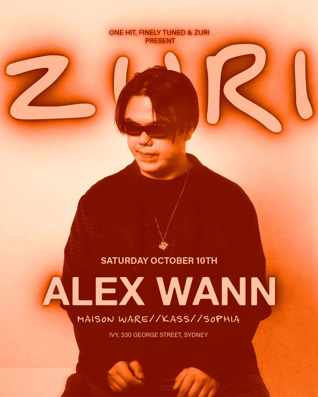 Alex Wann performing a live DJ set at The Ivy, Sydney for ZURI on October 10, 2026
